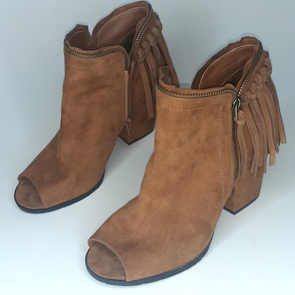 DV by Dolce Vita Boho Suede Peep Toe Fringe Booty - Picture 9 of 15